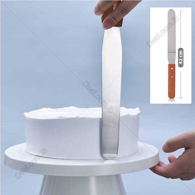 10 Inch Stainless Steel Wooden Handle Butter Cake Cream Knife Spatula Smooth Spread Fondant
