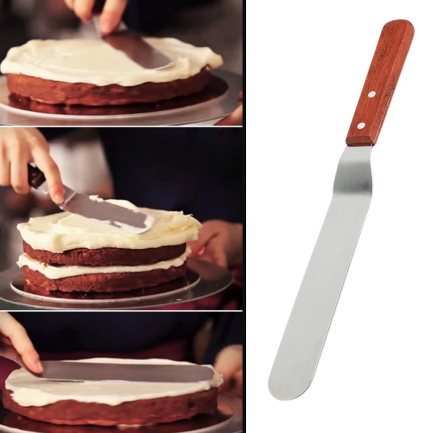 10 Inch Stainless Steel Wooden Handle Butter Cake Cream Knife Spatula 41cm