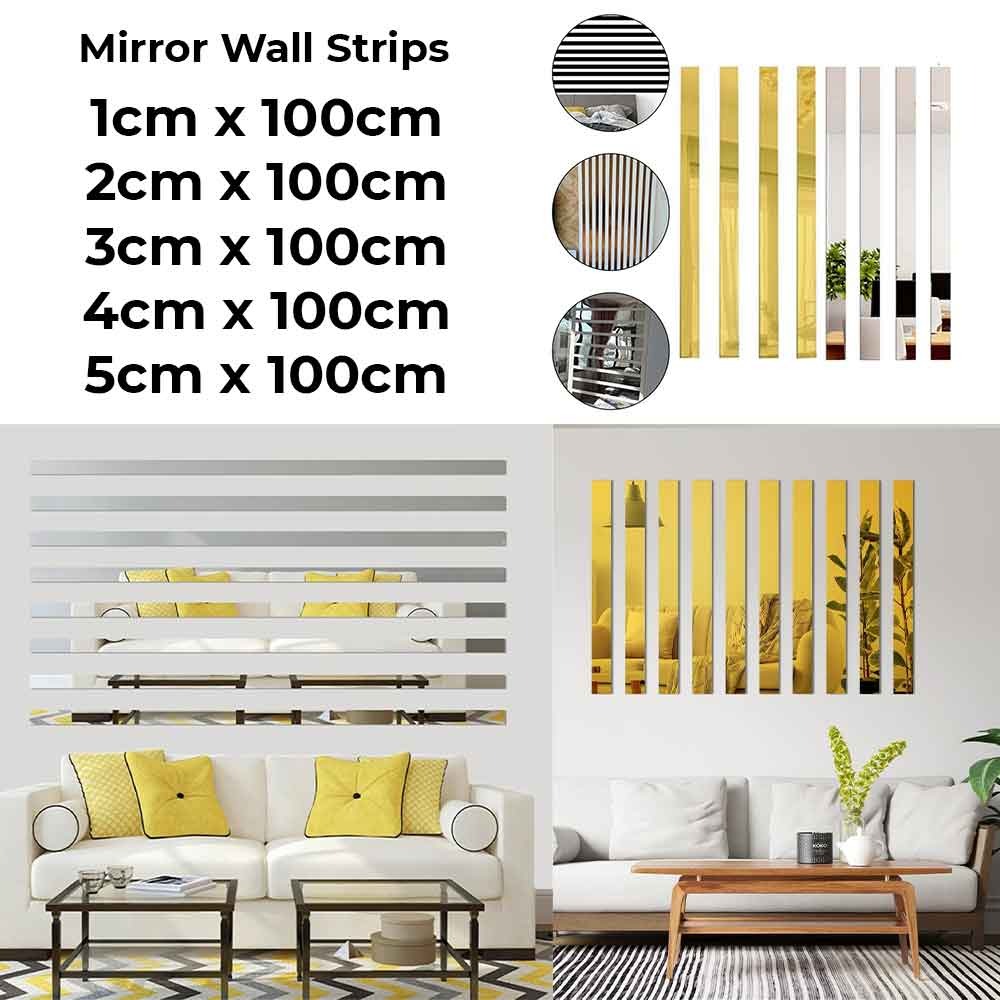 شرائح مرايا بطول 1 متر | Mirror Wall Strips 100cm