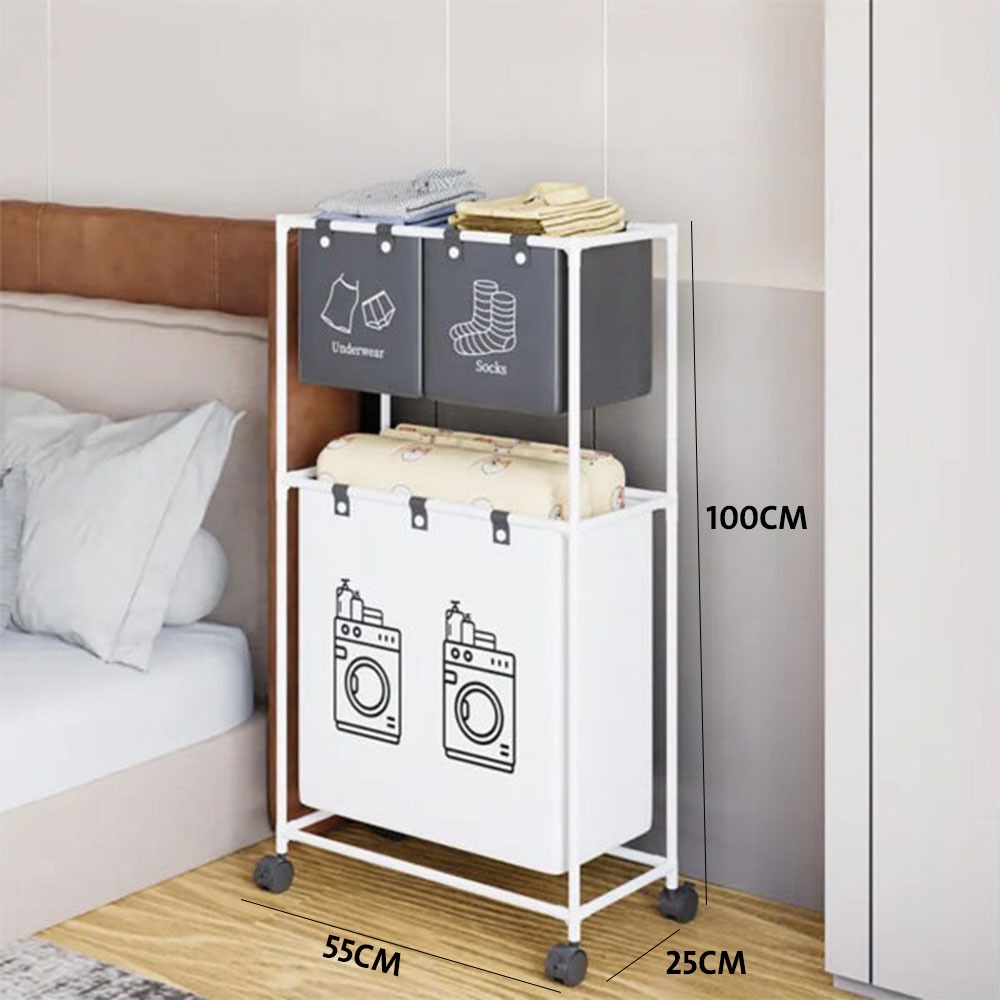 100x55x25cm Multi-Functional Laundry Storage Basket with Wheels