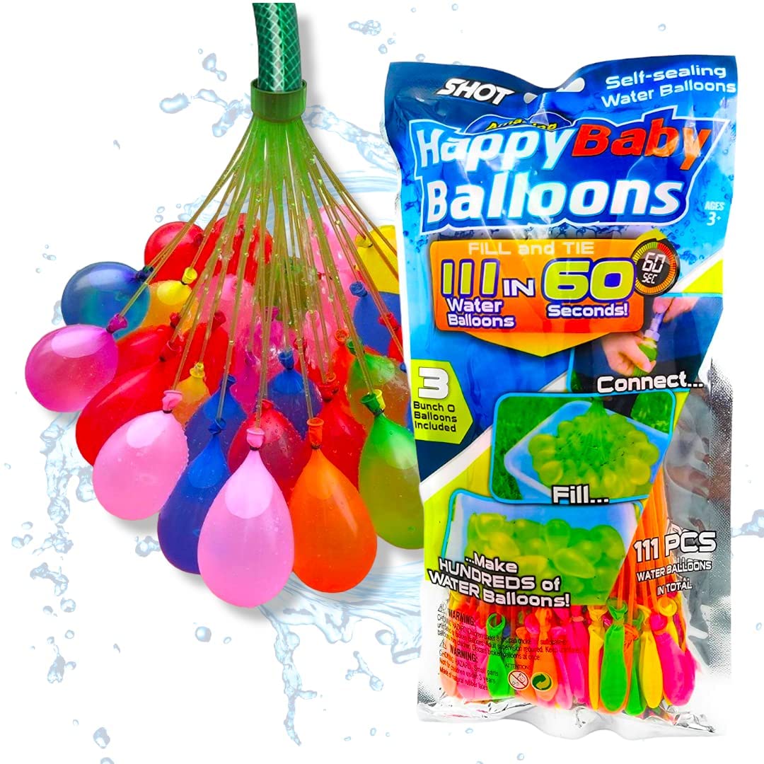 111 Pcs Water Balloons,Happy Baby Balloons,self-Sealing Water Balloons
