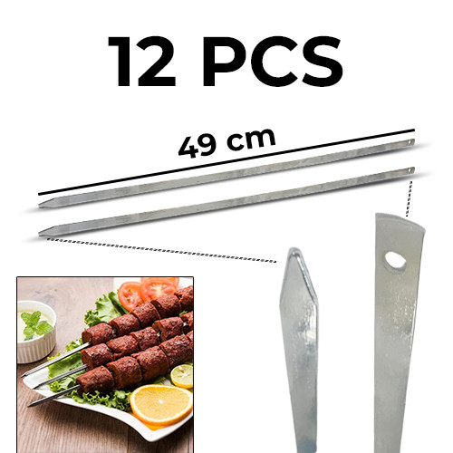 12 Pieces High Quality Stainless Steel Barbecue Skewers