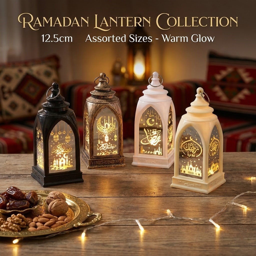 12.5cm Rounded Ramadan Lantern فانوس رمضان 12.5 سم لأجواء روحانية دافئة