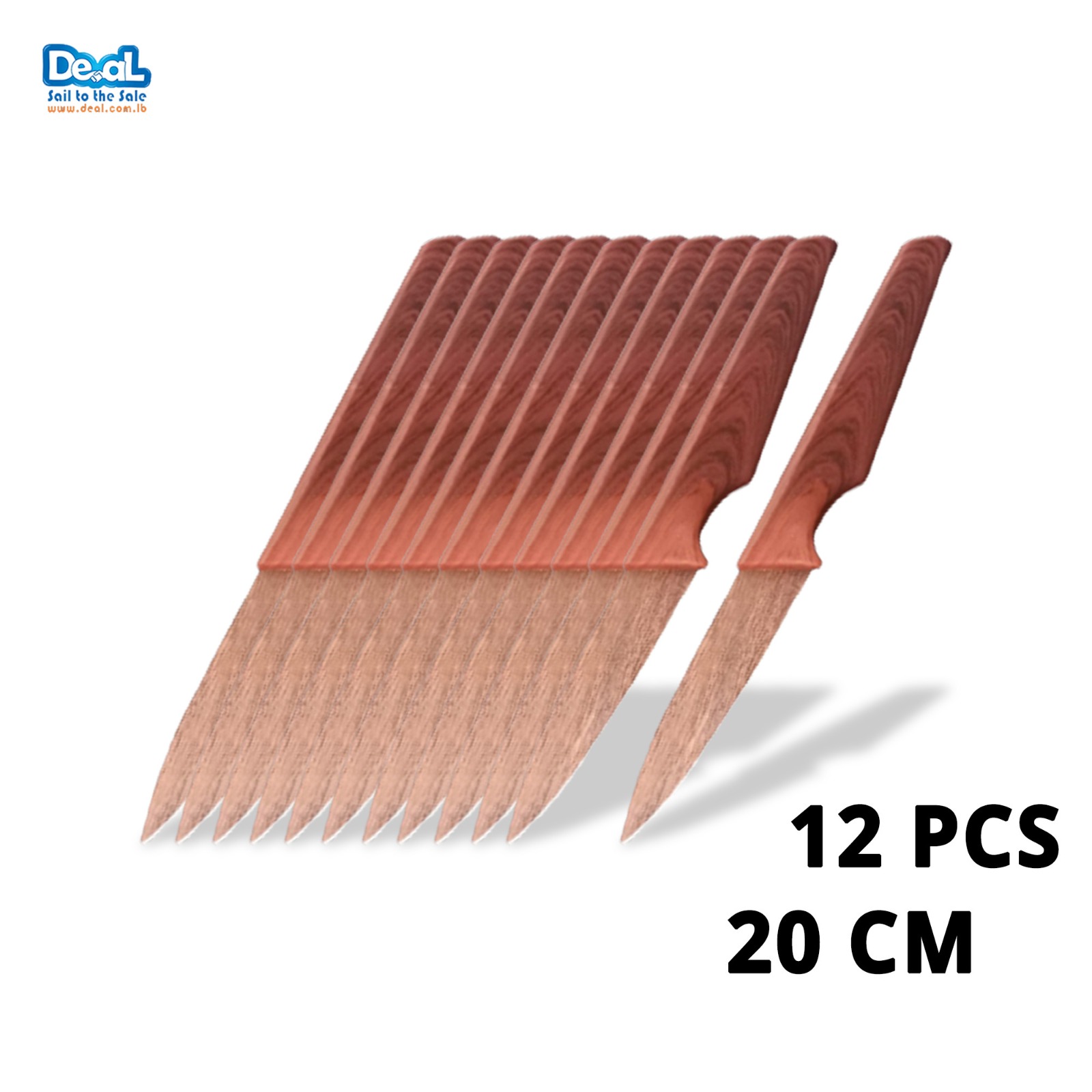12Pcs Ceramic Kitchen Knife Wooden Handle Size 20cm