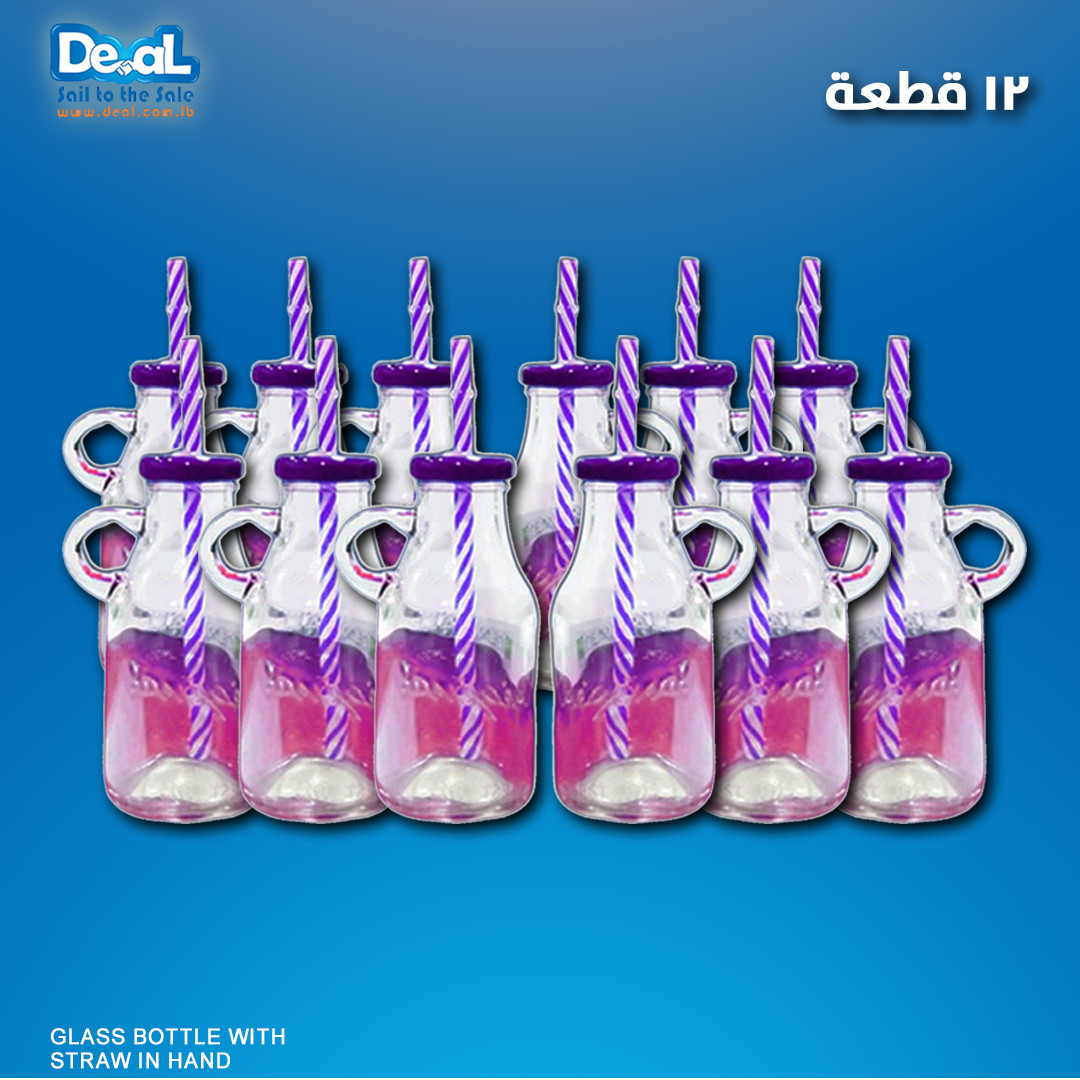 12pcs Glass bottle with straw