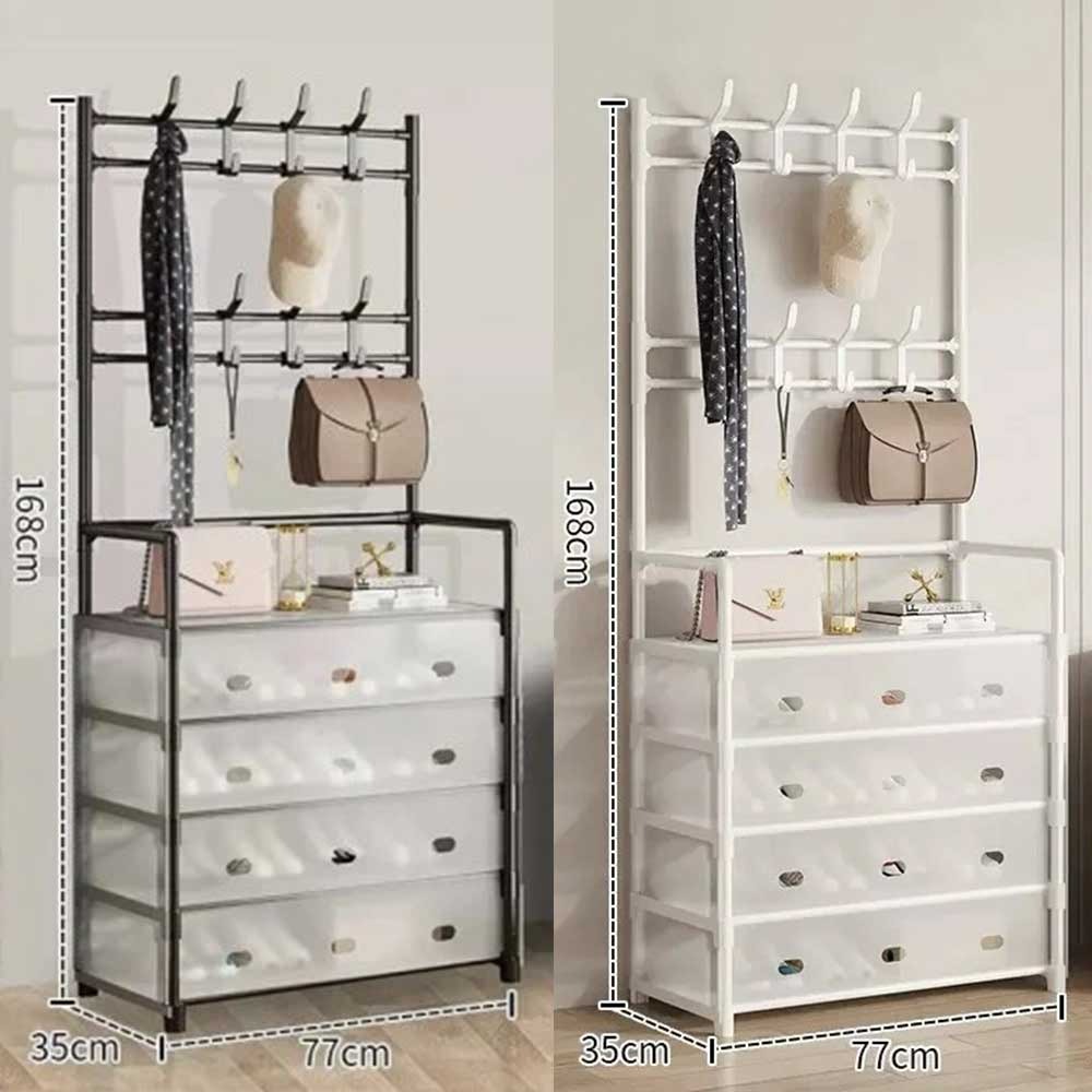 168x77x35cm Steel Hangers Dust-Proof Shoes and Hats Rack,Shoes Rack with hooks,Storage Racks Large Capacity