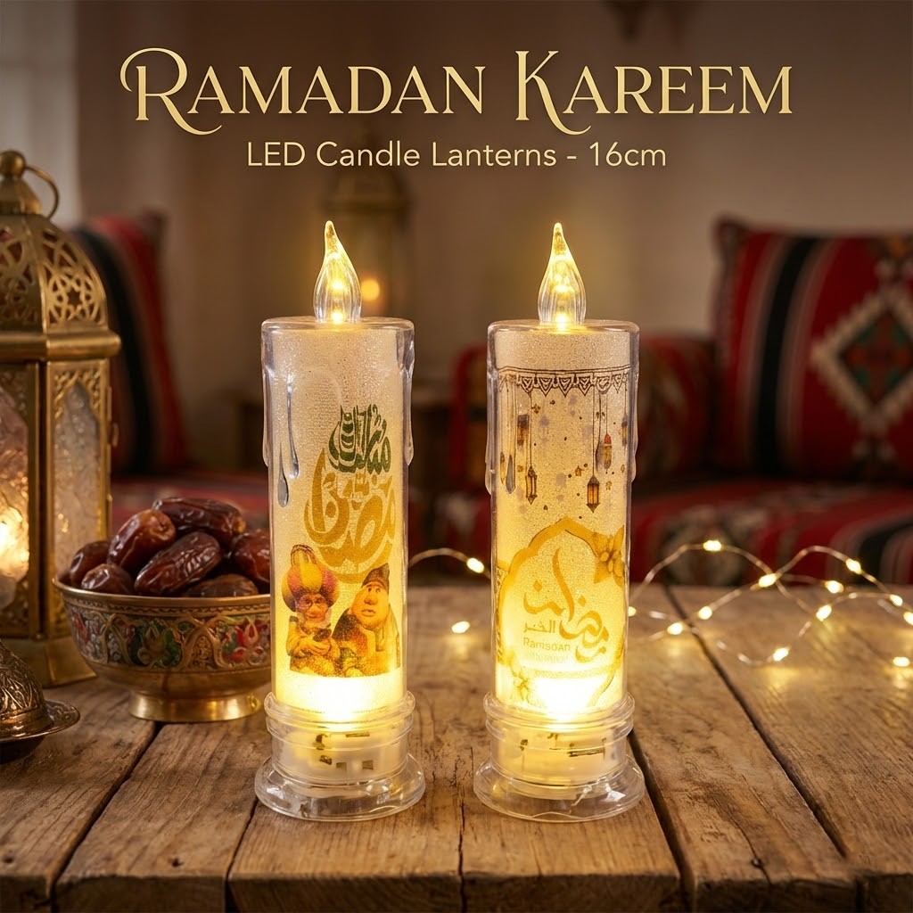 16cm LED Ramadan Candle شمعة رمضان المضيئة برسومات مبهجة