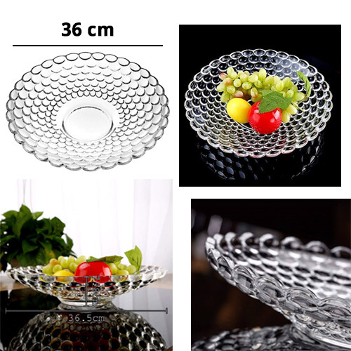 1Pcs+Glass+Fruit+Bowl+Plate+For+Dining+Table+Beautiful+Crystal+Decoration+Serving