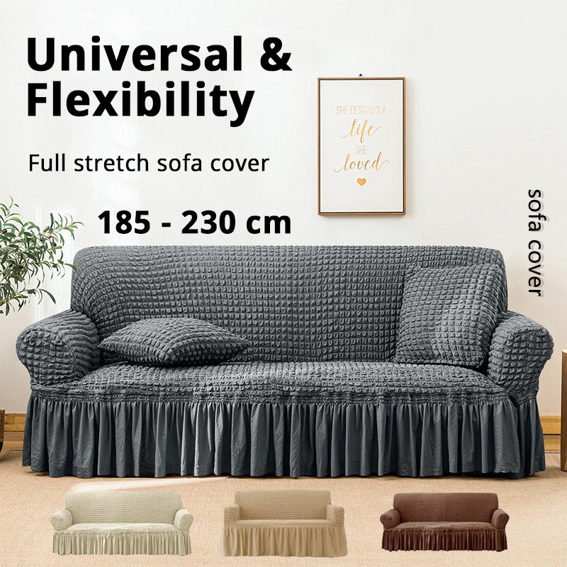 1Piece 185x230CM 3 Seater Bubble Stretch Sofa Cover Elastic Cover with Skirt Living Room Decoration