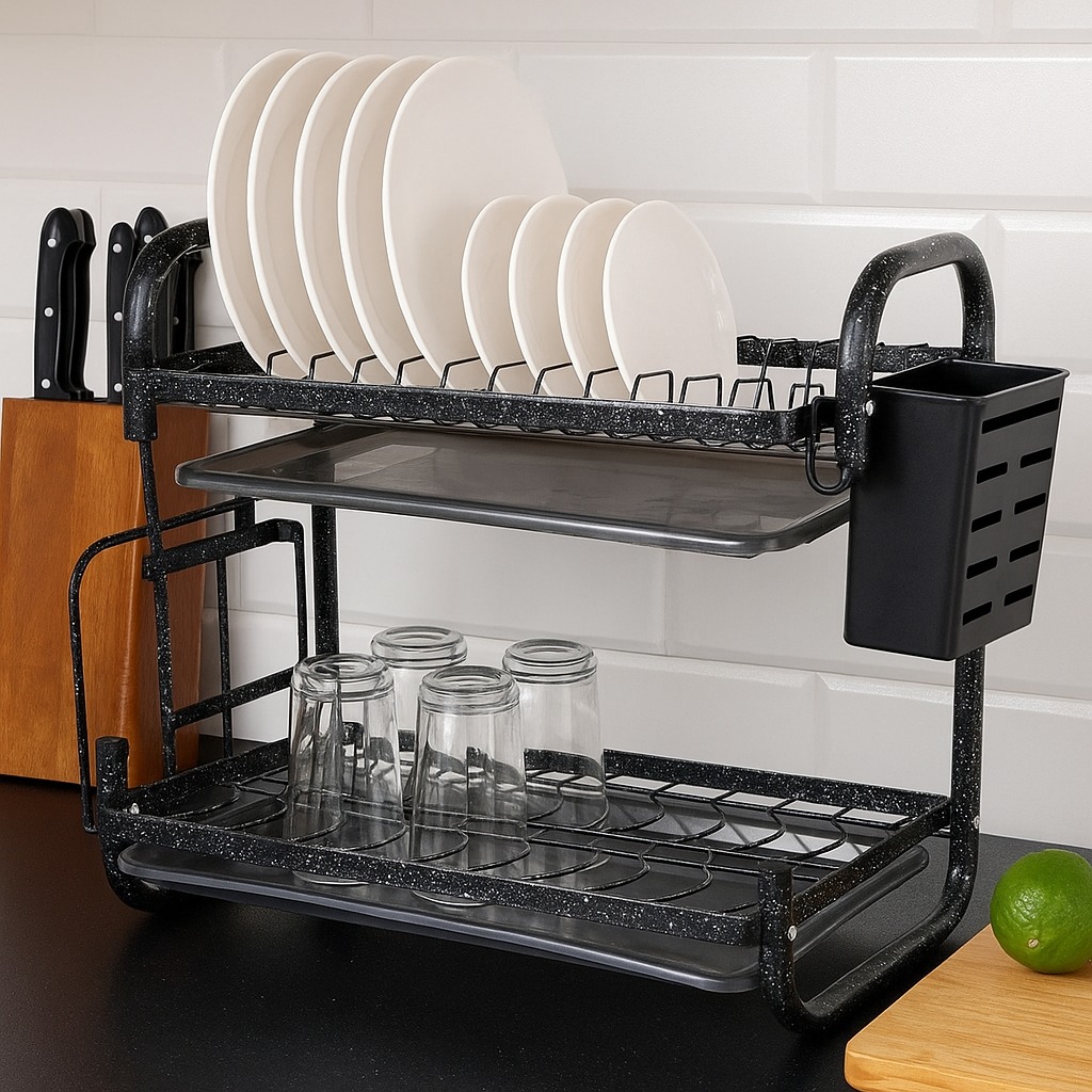 2 Layer Dish Drying Rack Granite Coating