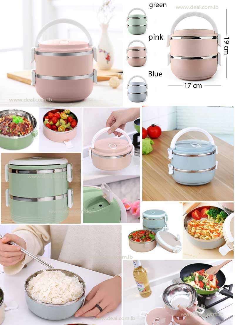 2 Layers Therma Lunch Box Fashion Portable Stainless Steel Lunch