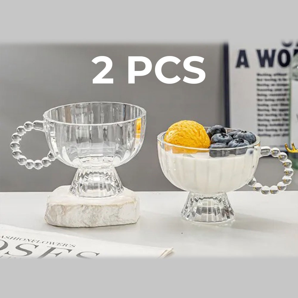 طقم أكواب زجاجية - 2 قطع | Glass Serving Cup Set - Two Pieces