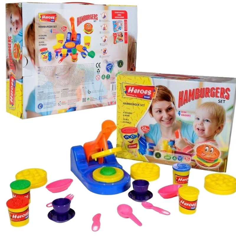 23+pcs+Creative+playdough+set+Heroes+-+Hamburger+set%2C+from+natural+modeling