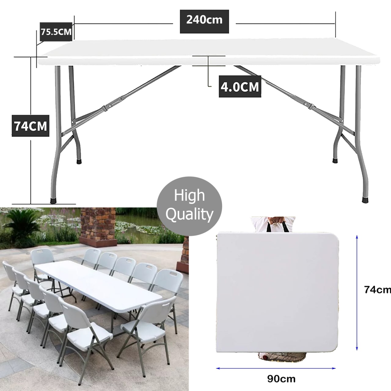 240Portable Folding Rattan Table HDPE wicker rattan series