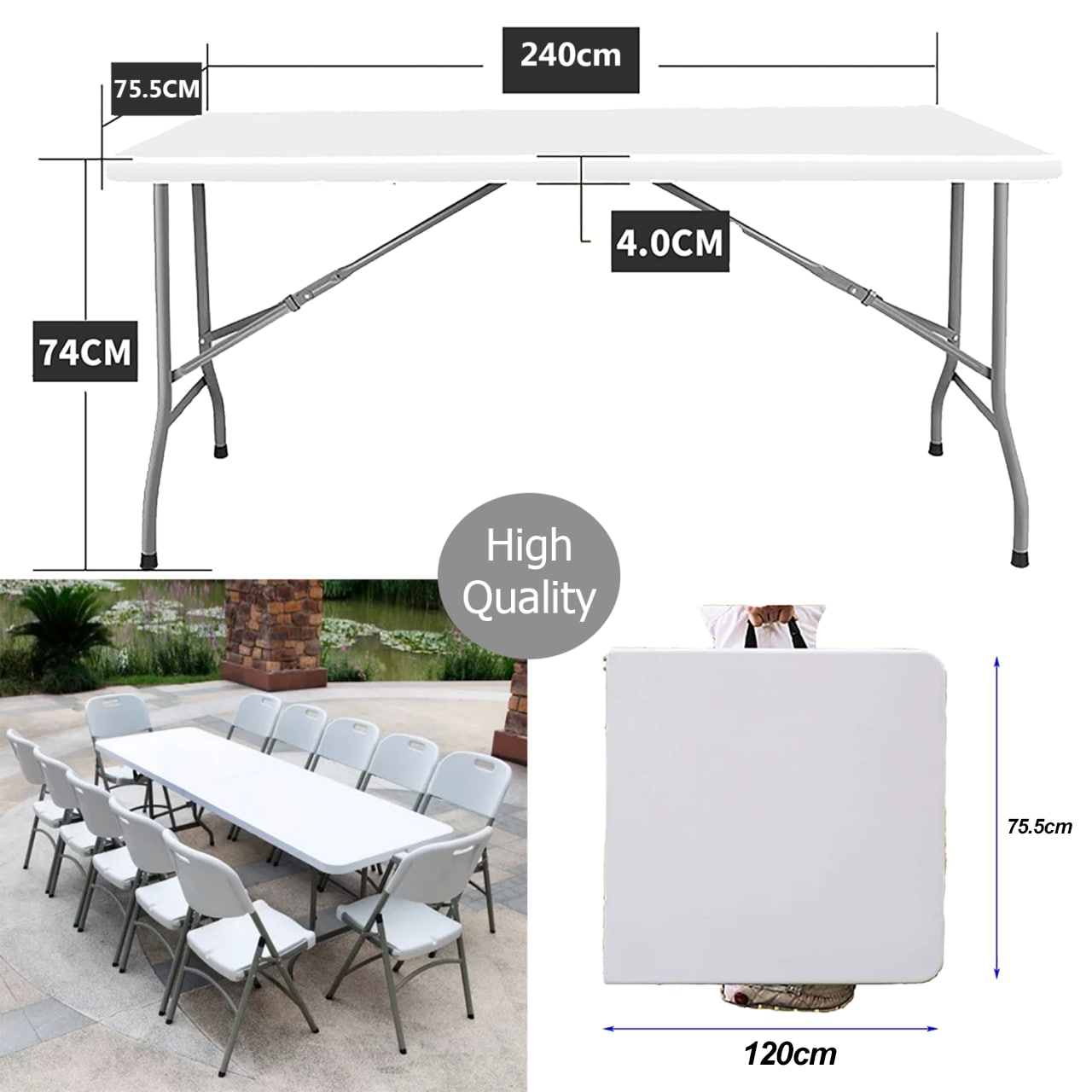 240cm Portable Folding  Table HDPE wicker rattan series