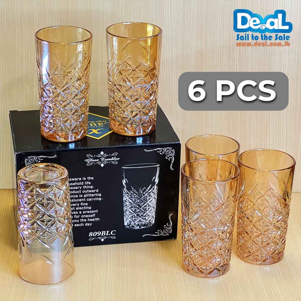 295ml Luxurious Modern Crystal Glass Cups Golden Tumblers,Drink Cup,Juice Cup Set of 6