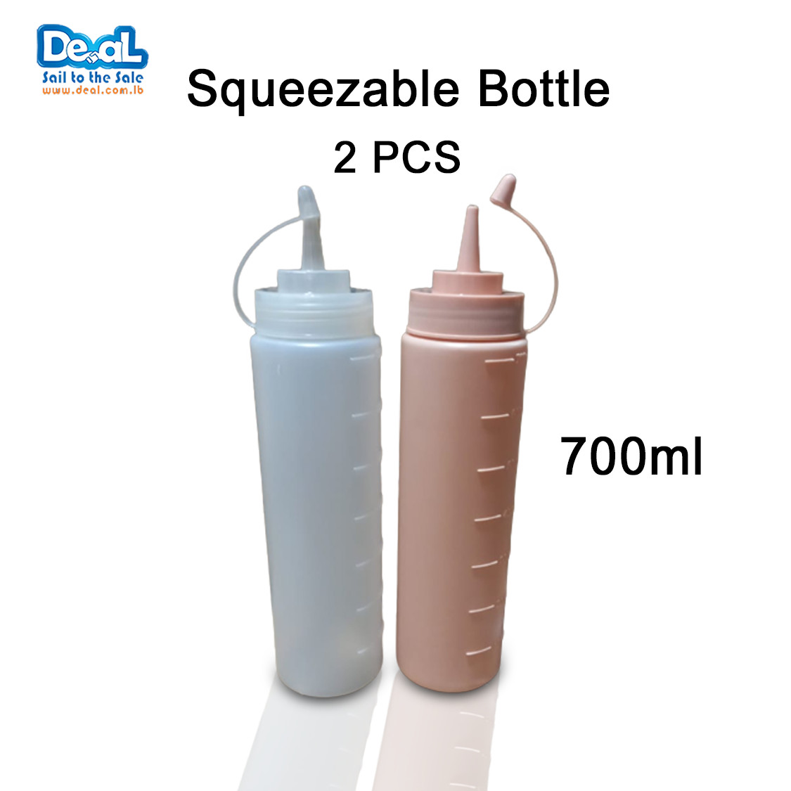 2Pcs Plastic Squeezable Bottle 700ml