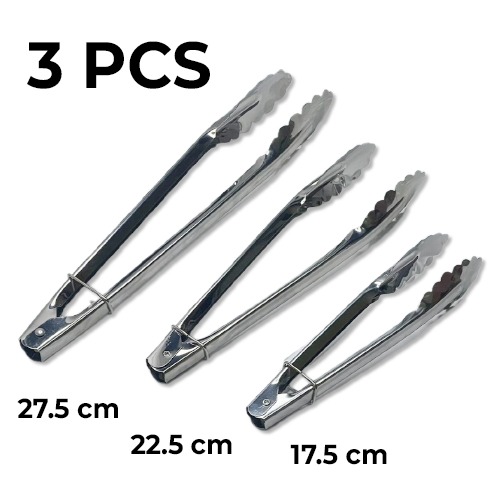 3 Pieces Metalic Food Tongs