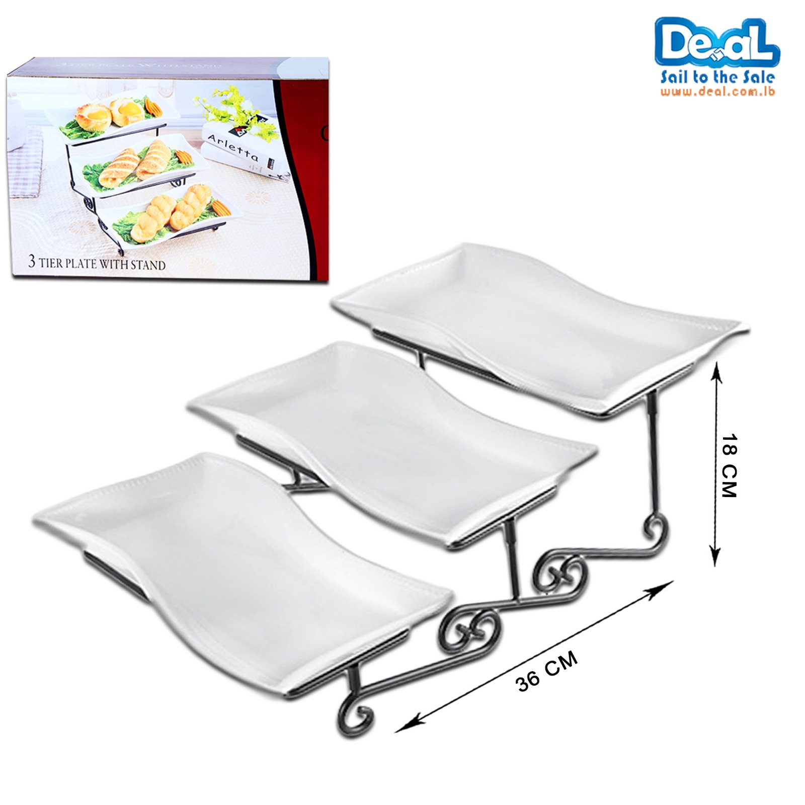 3 Tier Porcelain Plate With Stand