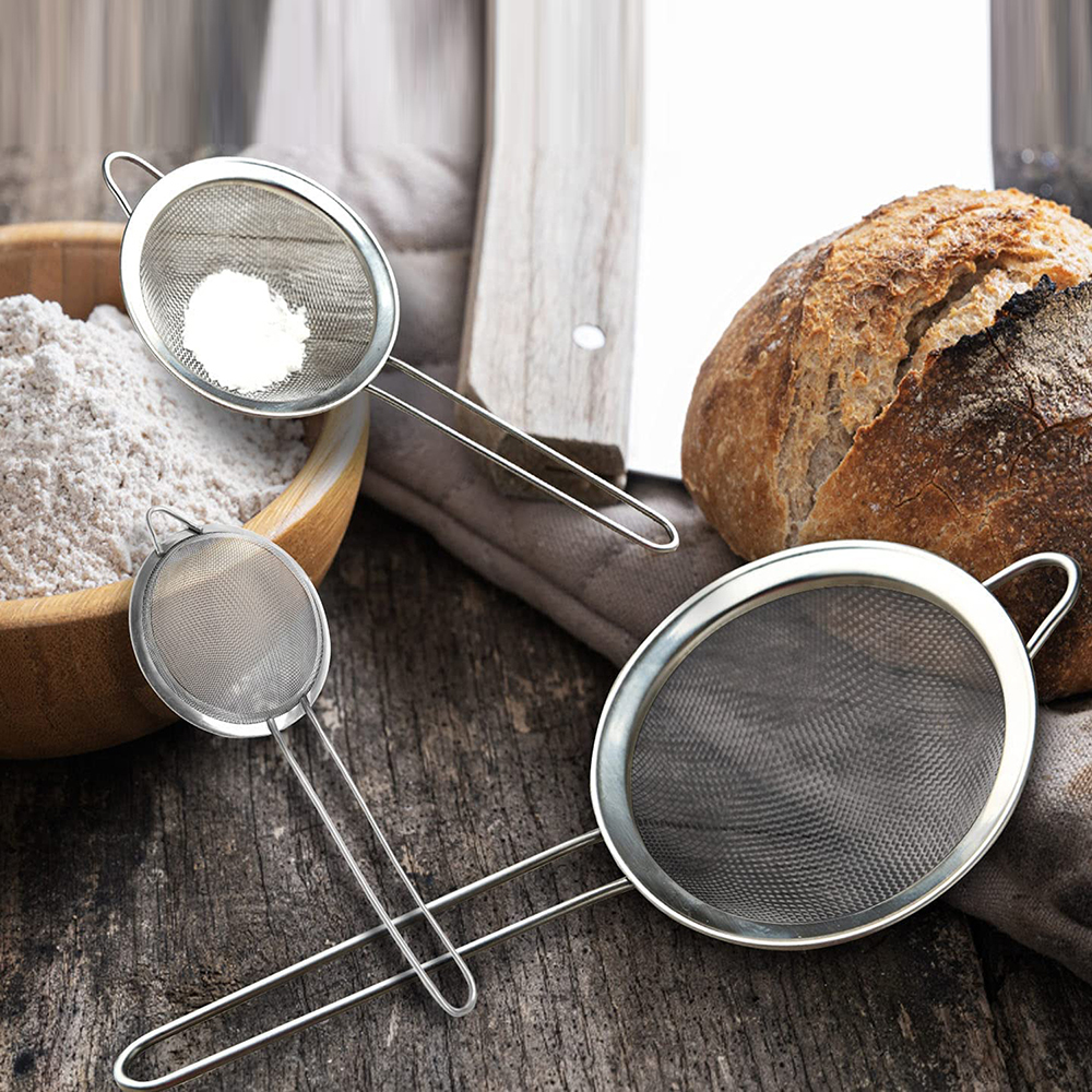3 pcs set wire mesh stainless steel fine mesh strainer Food Strainer set