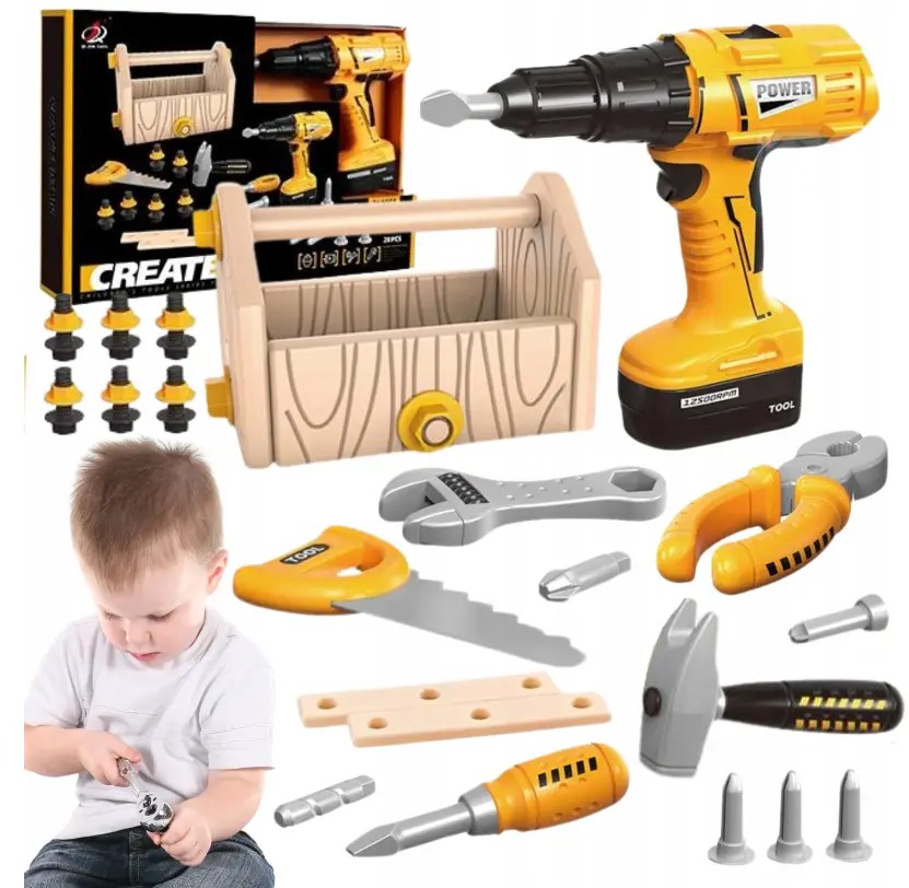 30 Pcs Kids Tools with Battery Drill,Crafts man,Tool Set