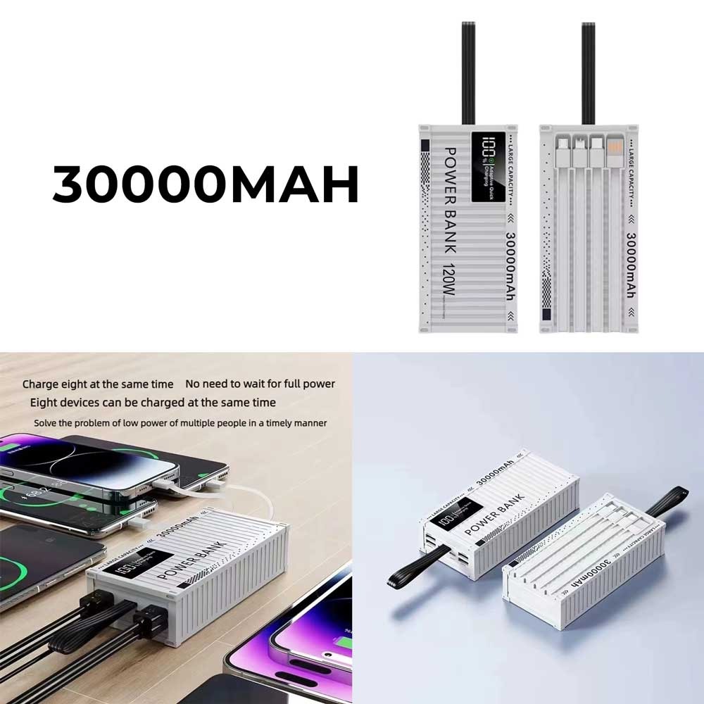 30000mAh Portable Power Station Camping Power Bank with Lithium Battery Type,120W Adaptive Quick Charging