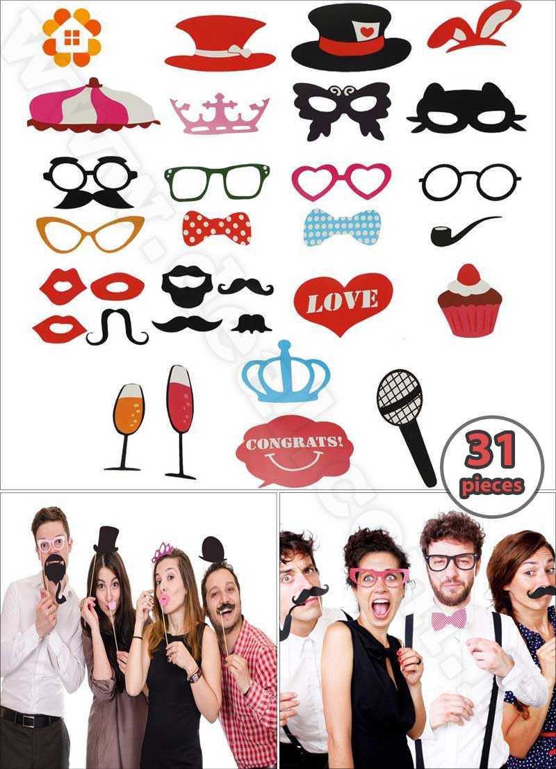 31 pcs Party Wedding fun articles DIY Fun Photo Booth Props