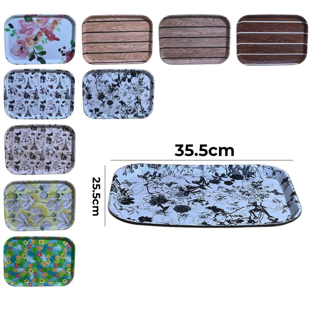 35.5x25.5cm Rectangular Thick Plastic Tray Multiple Designs
