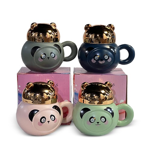 350ML Ceramic Cute Panda Pattern Coffee Mug with Lid