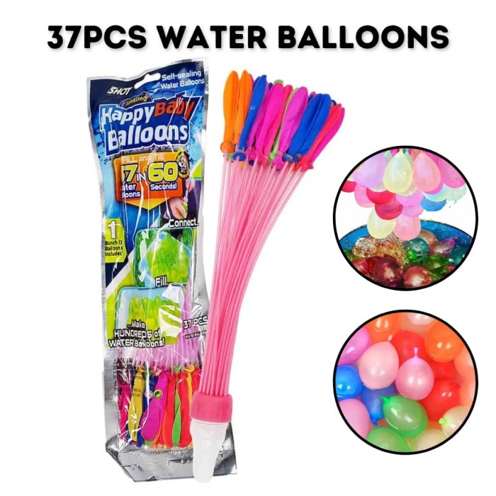 37+Pcs+Water+Balloons%2CHappy+Baby+Balloons%2Cself-Sealing+Water+Balloons