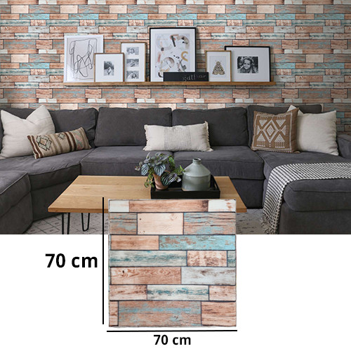3D Dark Wooden Design Wall Paper Pattern Foam Sheet Self Adhesive for Wall Decor (70 X 70cm)