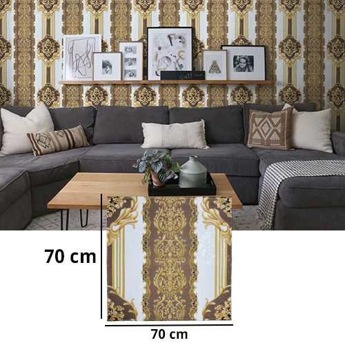 3D Distinctive Royal Engraving Coffee & Golden & White Color Wallpaper For Wall PE Foam Wall Stickers Self Adhesive(70 X 70cm)