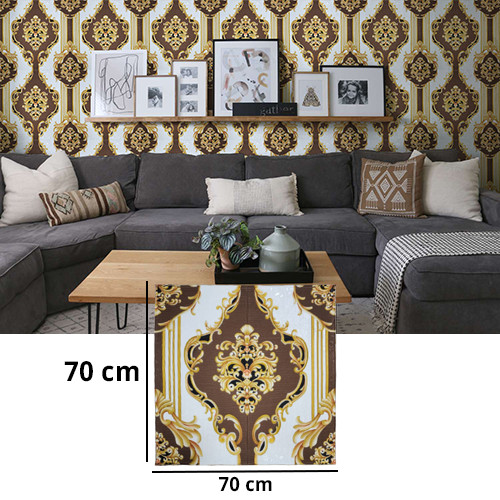 3D+Distinctive+Royal+Engraving+Coffee+%26+White+with+Golden+Line+Design+Wallpaper+For+Wall+PE+Foam+Wall+Stickers+Self+Adhesive%2870+X+70cm%29