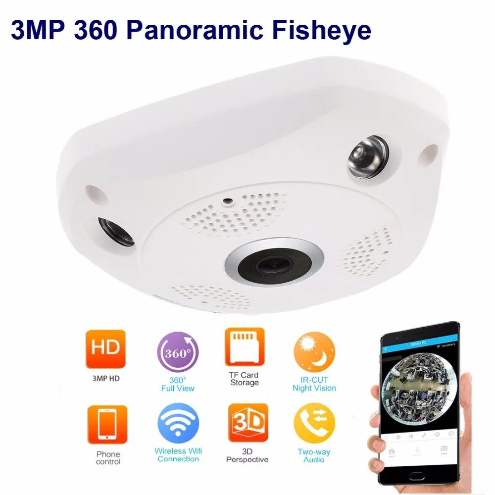 3MP VR CAM Night Vision Fish Eye Lens 3D Panoramic Camera Indoor