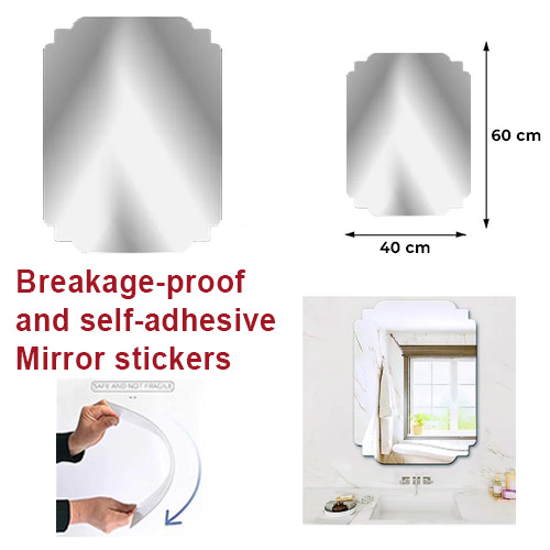 40x60cm Rectangle With Decorative Edges Mirror Wall Stickers Self Adhesive