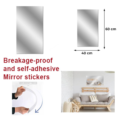 40x60cm Rectangular Mirror Wall Stickers Self Adhesive