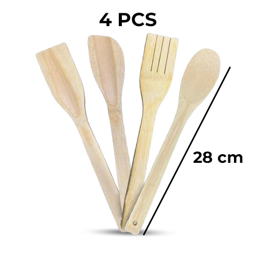 4Pcs Bamboo Cooking Spoons Set