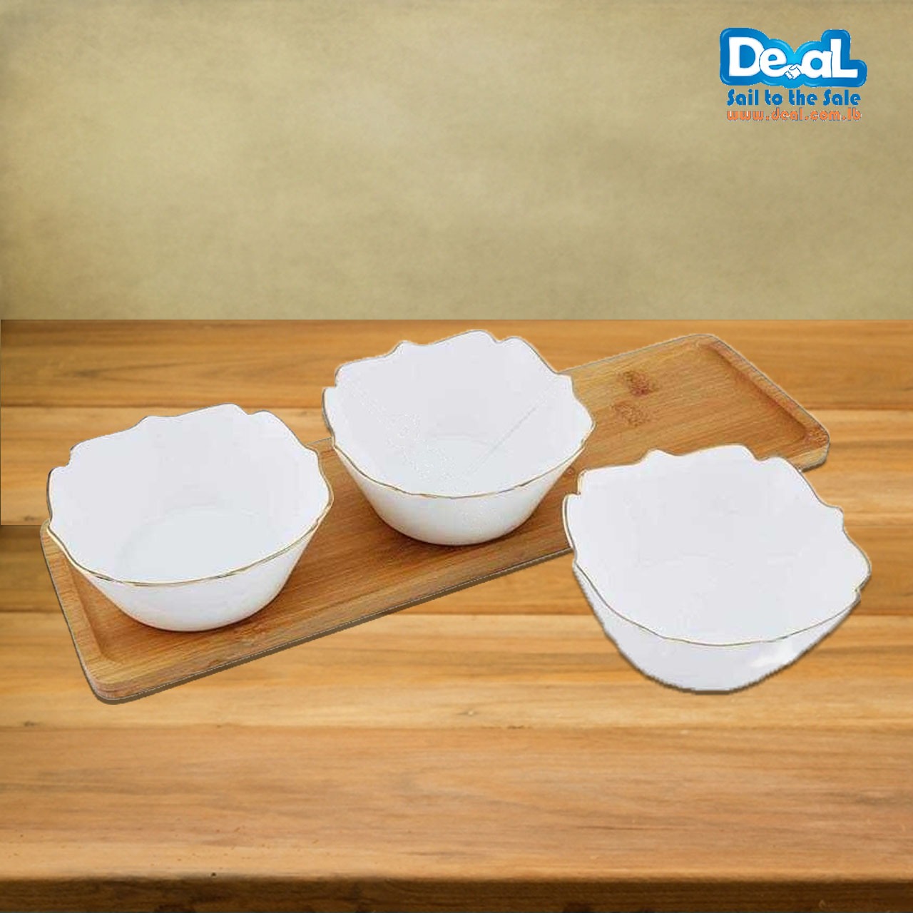 4pcs Snack Set Bowls With A bamboo Tray