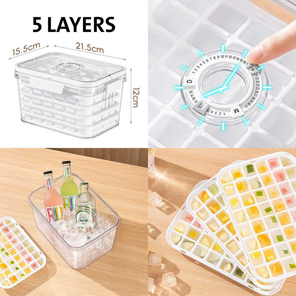 5 layer Ice Tray Refrigerator Large Capacity Multi-layer Ice Box Beverages Ice Box Handbag with Time Marker