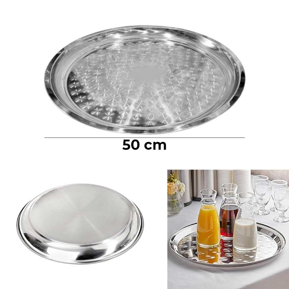 50cm Classy Round Stainless Steel Serving Tray,Round Silver Tray, Serving Tray50cm Classy Round Stainless Steel Serving Tray,Round Silver Tray, Serving Tray