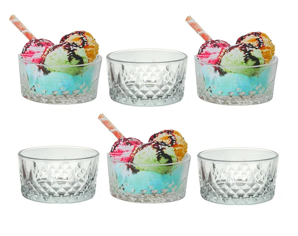 6 Pcs Ice Cream Bowls Glasses Appetizer Dessert Cocktail Fruit Glass Dish