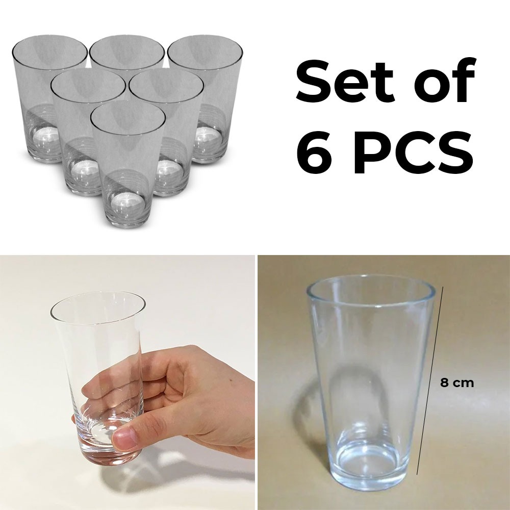 6 Pieces Clear Glass Cups,Small Cup Long Shape 8cm