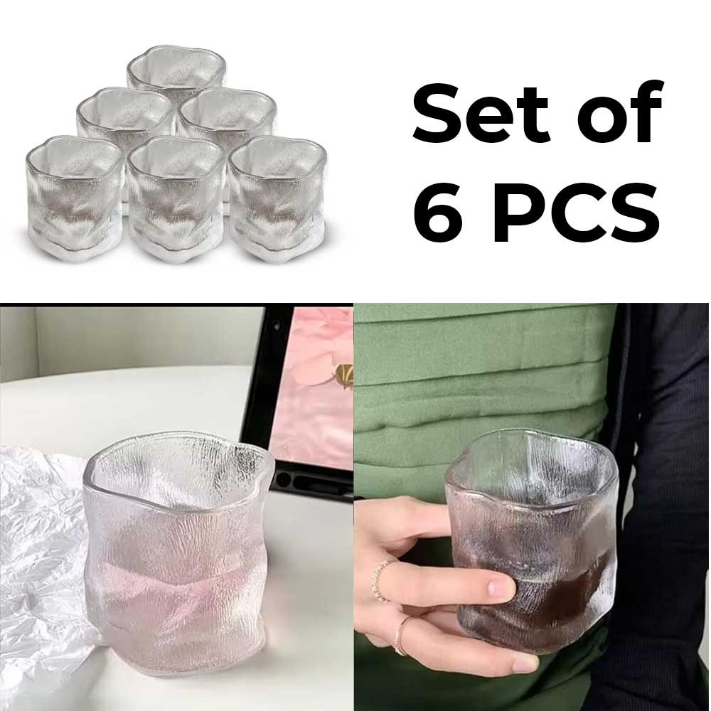 6 Pieces Frosted Ice-Texture Glass Cup – Elegant & Minimal 240ML