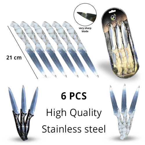 6+Pieces+High+Quality+Stainless+Steel+Kitchen+Knifes+Polypropylene+Handles+Marble+Design