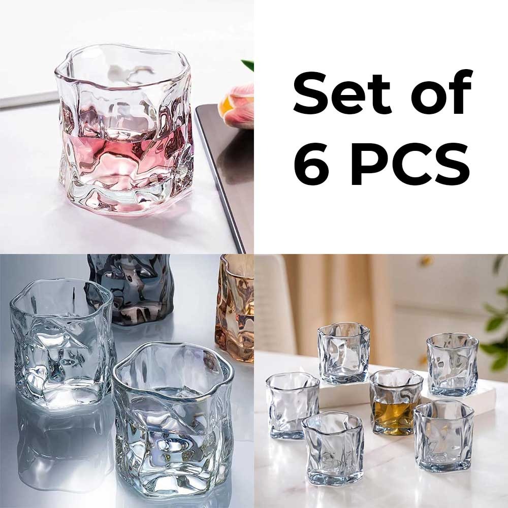 6 Pieces Irregular Ice Glass Cup Set – Artistic & Bold Design 240ML