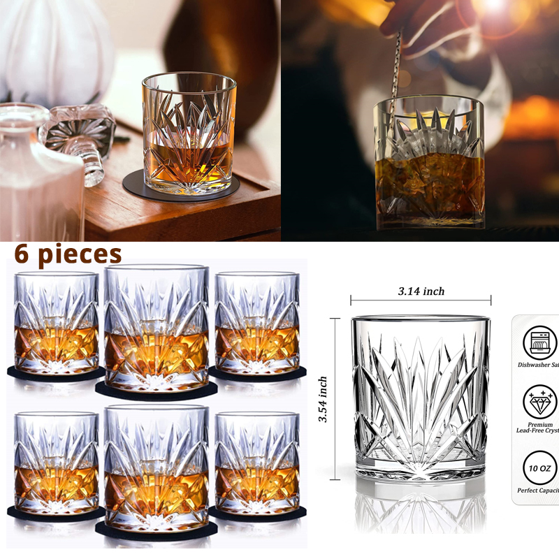 Crystal Diamond Cuts Shape Drinking Glass (300 ml Set of 6 Pcs.)