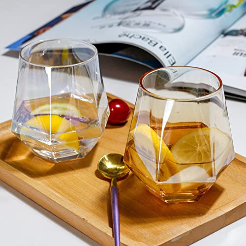 6Pcs High Quality Creative Amber Hexagon Shape Red Wine,Juice Glass Tumbler Stemless Geometry Hexagon Water Glasses Cup