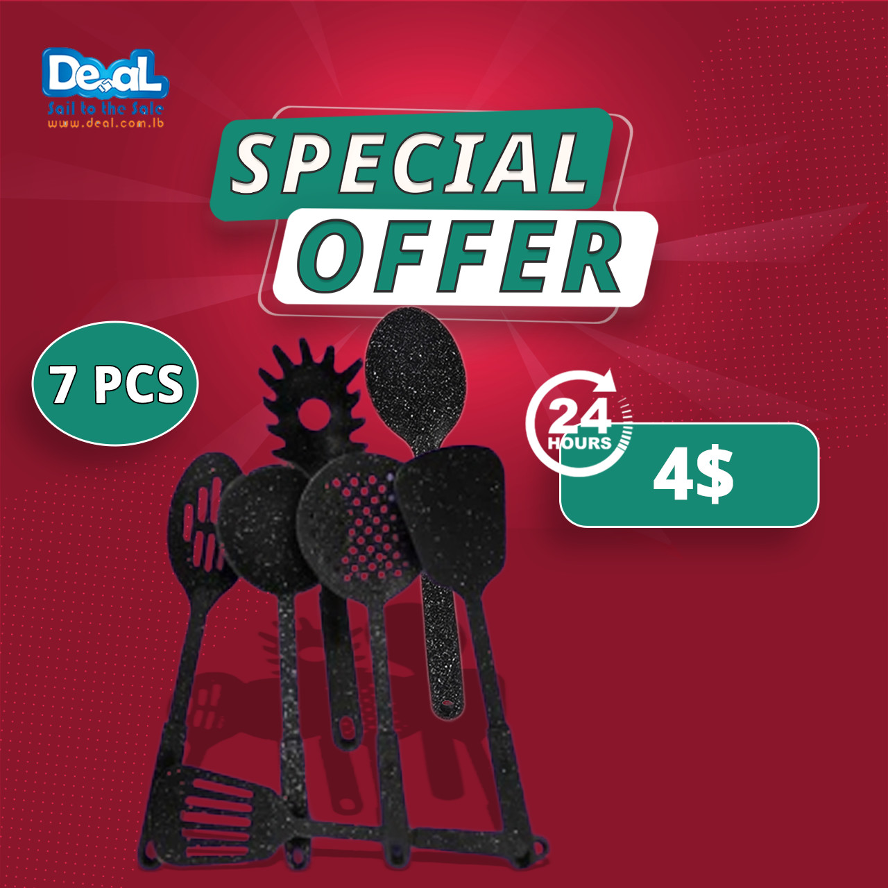 7Pcs Black spotted Spatulas Slotted Turner