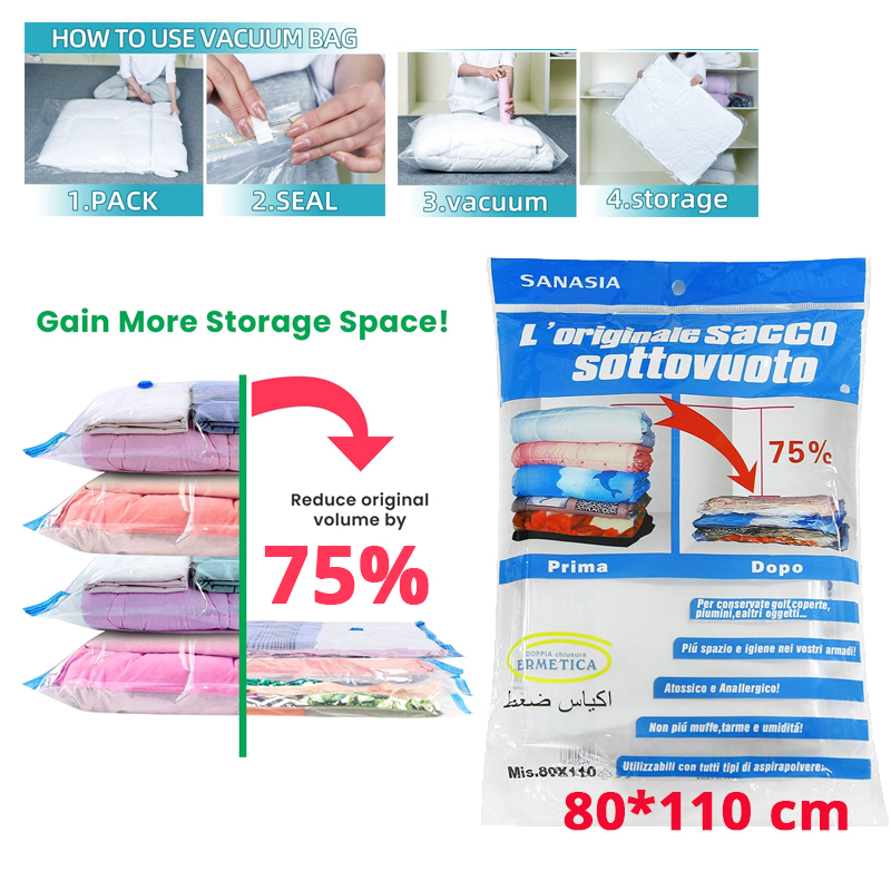80*110 cm vacuum bag Save Space for Bedding, Duvets, Clothes  ReUsable for travel packing