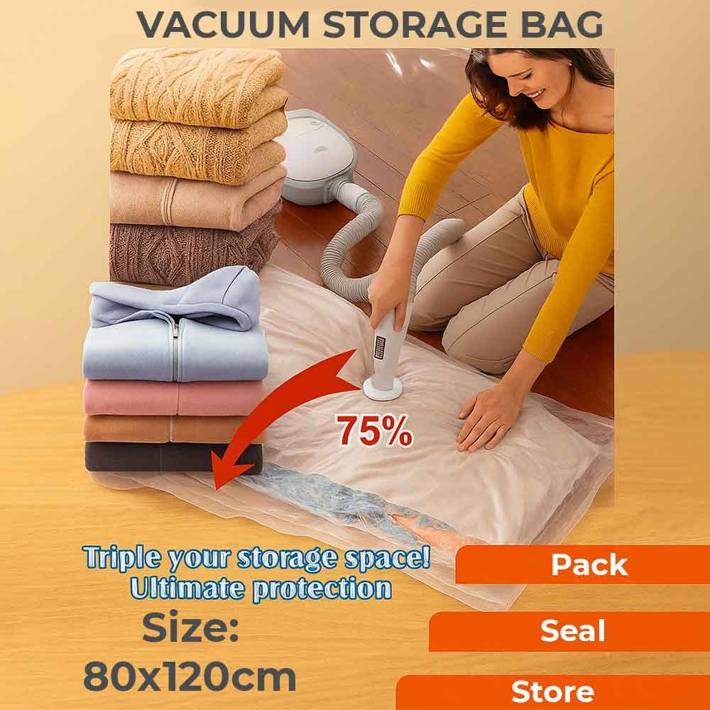80*120 cm vacuum bag Save Space for Bedding, Duvets, Clothes  ReUsable for travel packing